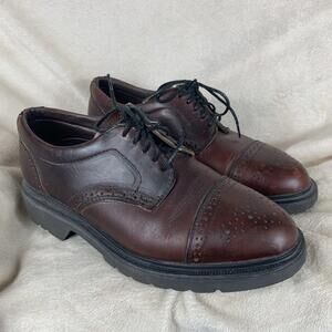 Prospector Classics Mens 12M Shoes Brown Oxford Leather Work Shoe Slip Resistant